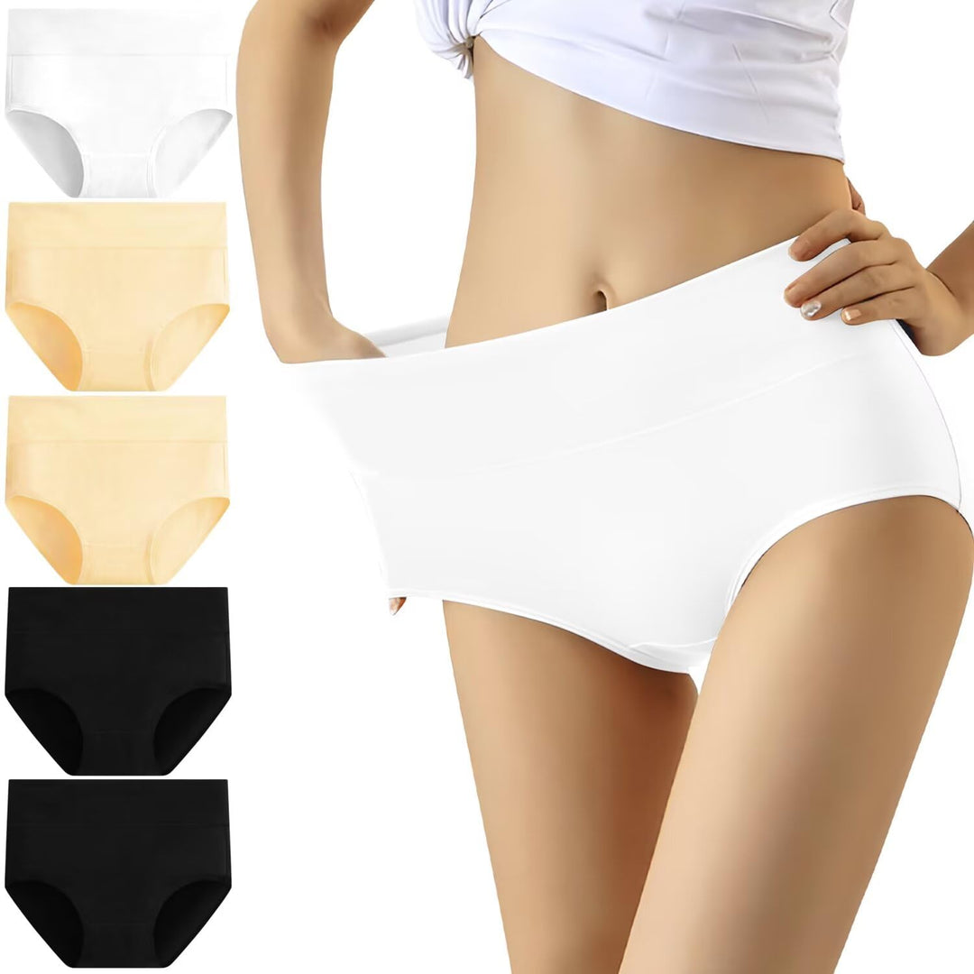 YouShow Unterhosen Damen 5er Pack Baumwolle Hohe Taille Unterwäsche Slip Stretchanteil S 2xschwarz +