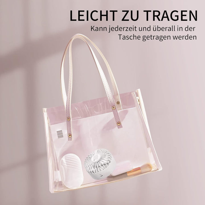 Handventilator mit Kühlen Nebel,Tragbarer Mini Ventilator USB-Aufladbar,5 Geschwindigkeiten,Faltbare