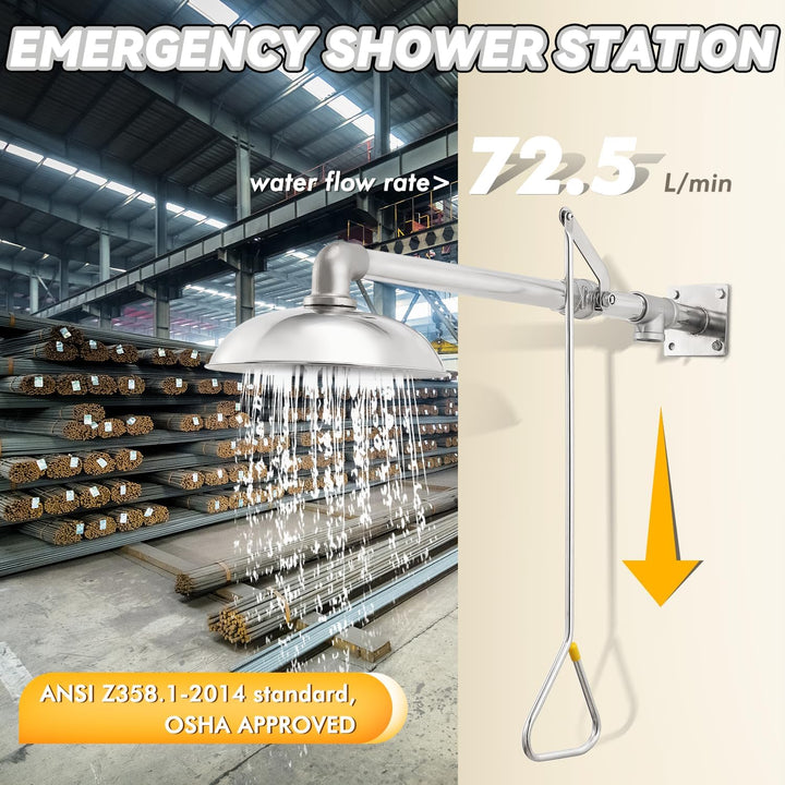 GOLDENWALL Emergency Safety Shower Outsider Drench Shower Outdoor shower Head Eye Wash Shower Eyewas