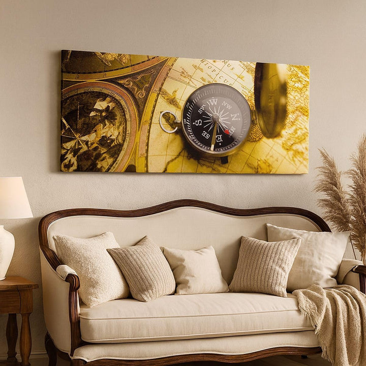 Wandbilder Dekoration Wohnzimmer Abstrakt kommunikation kompass erde Bilder auf Leinwand 120x50cm Le