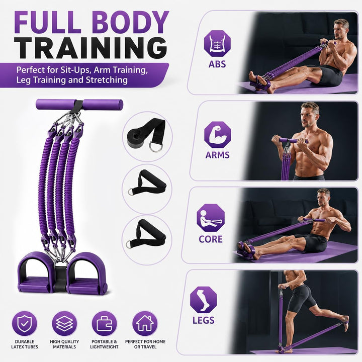 Bauchtrainer, Widerstandsband-Set mit Verstellbaren Griffen, 45kg Einstellbar für Sit-Ups, Bein- und