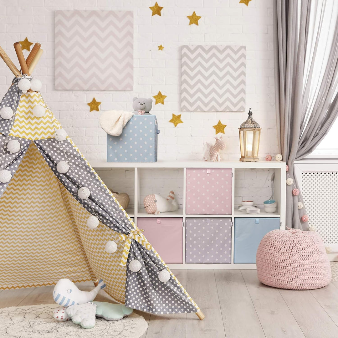 LIFENEY Aufbewahrungsbox mit Sternenmotiv in Türkis, Spielzeugbox mit Sternen passend für Würfelrega