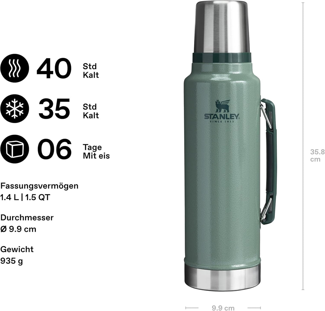 Stanley 1913 Classic Legendary Thermosflasche 1.4L - Thermos Hält 40 Stunden Heiss Oder Kalt - Edels