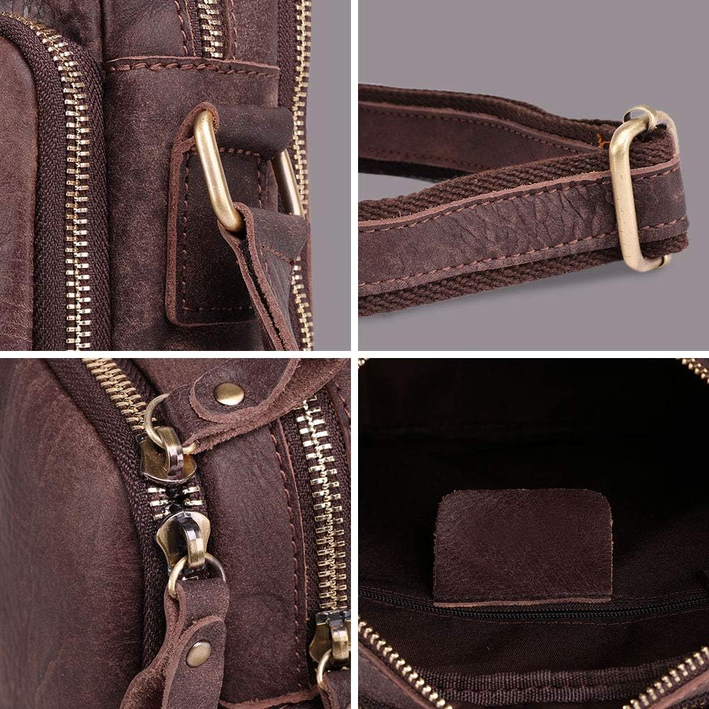 BAIGIO Umhängetasche Herren Leder Schultertasche Vintage Herrentasche Messenger Bag mit Schultergurt