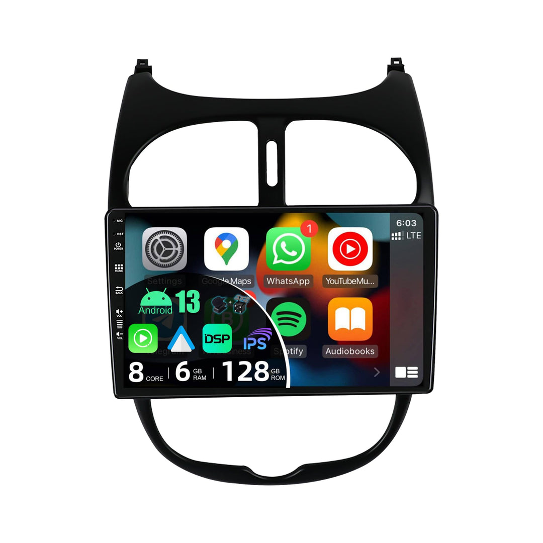 JOYX - [6G+128G] - Android 15 IPS Autoradio Passt für Peugeot 206 (2002-2010) - Kabellos CarPlay/And