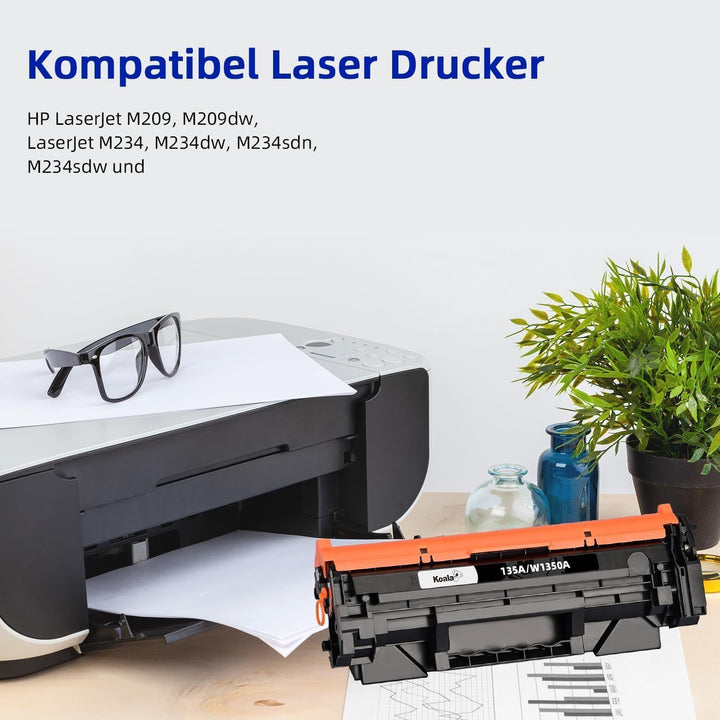 Koala Toner 135A 135X (Mit Chip) Black Schwarz Kompatible Tonerkartusche Ersatz für HP 135A W1350A L