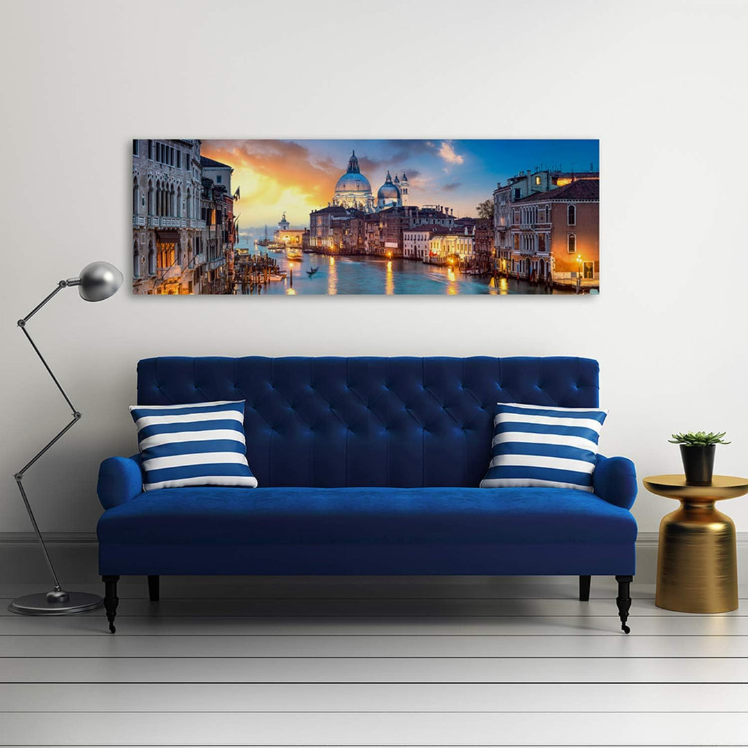 Feeby. Leinwandbild, Bilder, Wand Bild, Wandbilder, Kunstdruck 120x40 cm, Grand Canal, VENEDIG, Arch