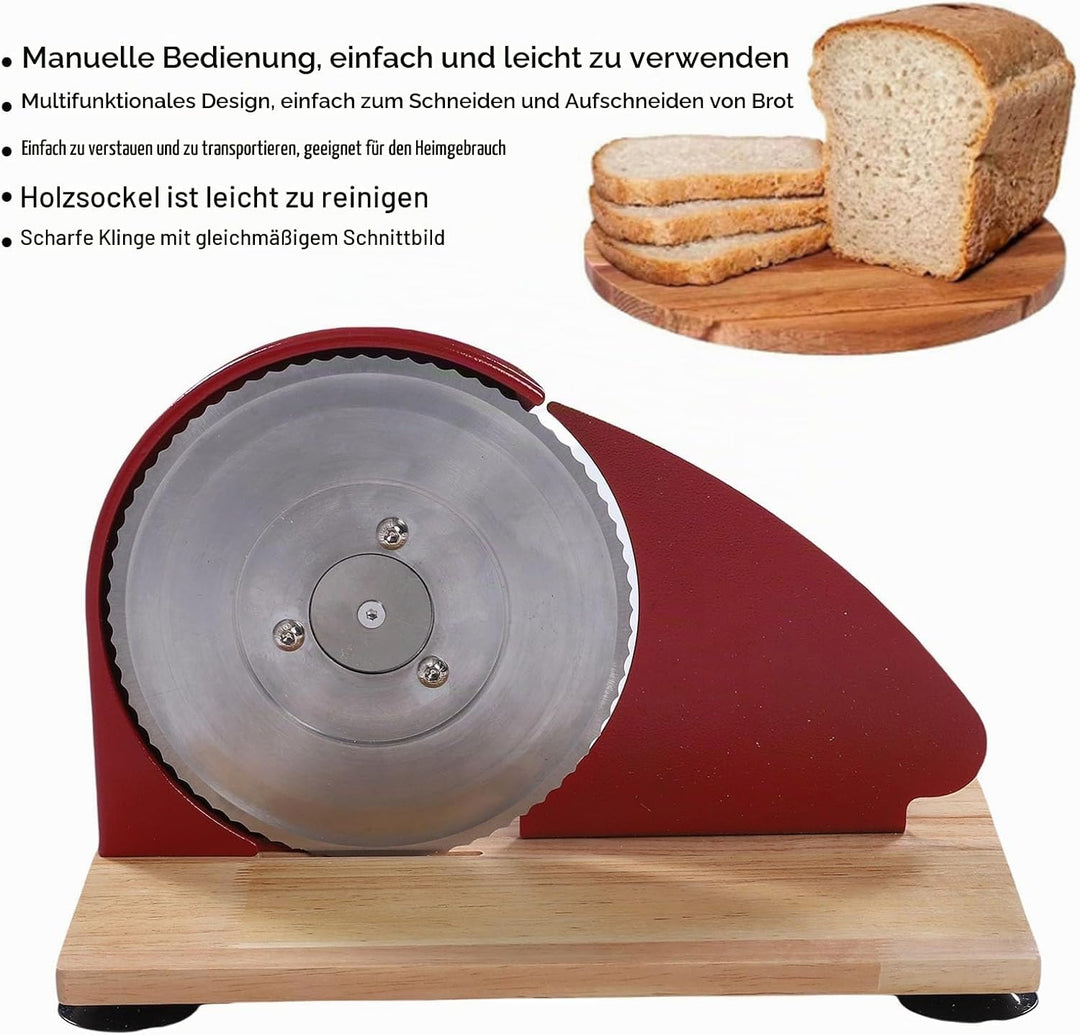 Handkurbel -Brotschneidemaschine, Hölzerne Basis -Design -Schnittblätter Einfach zu Bedienen Tragbar
