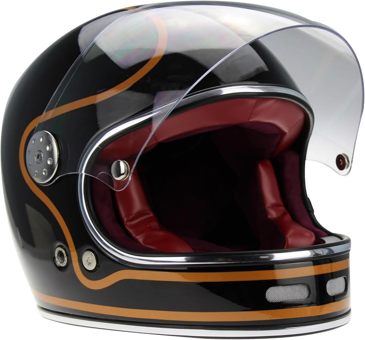 F656 Vintage Retro Full Face Motorcycle Helmets - Fibreglass Motorbike Helmets ECE Approved Crash He