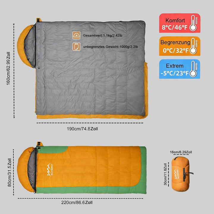 Daunen Deckenschlafsack, Leichter Kleiner Kompakt Schlafsack für Alle Jahreszeiten Camping, Wandern