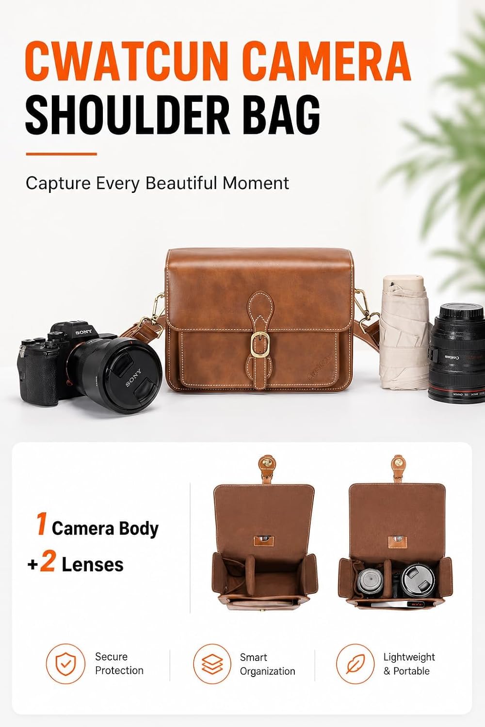 Cwatcun Kameratasche Kamera Umhängetasche Kompaktkamera Tasche Wasserdicht Retro Kompatibel für Cano