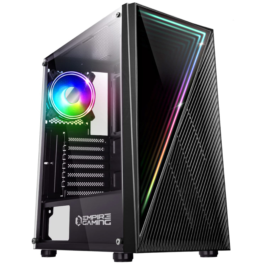 Empire Gaming – PC-Gehäuse Gamer Crystal – ARGB Mittelgrosser Tower ATX, Micro ATX und ITX – 3D-Spie
