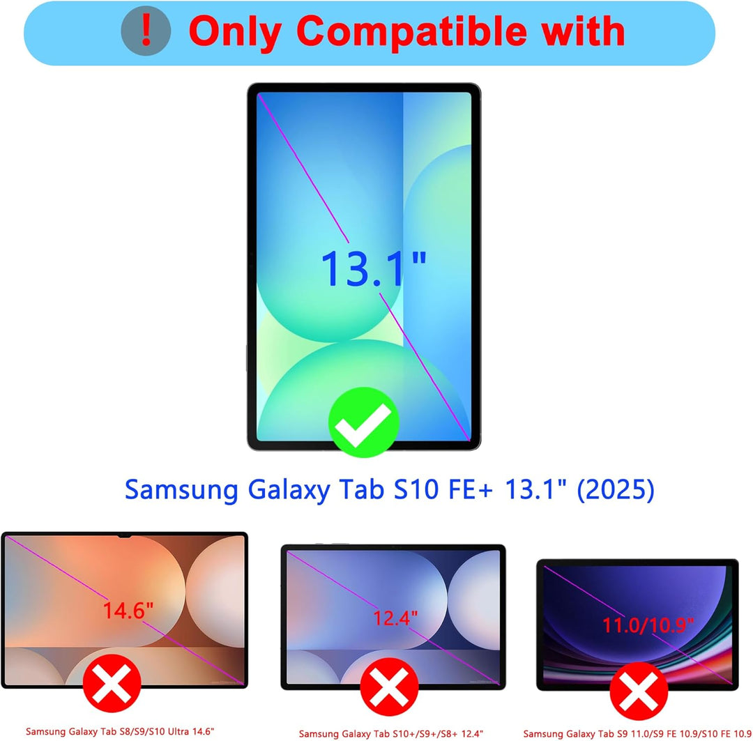 für Samsung Tab S10 FE+ Plus 13.1 Zoll Hülle mit Tastatur: Tastatur mit Touchpad & 3-Zozen-7-Farbige