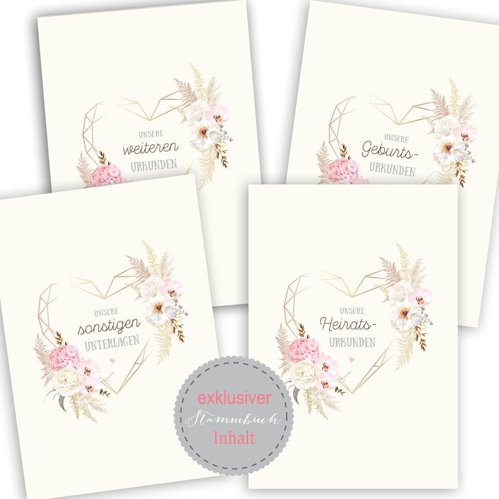 Stammbuch der Familie personalisiert Love Story rosa A5 ca. 18 x 23 cm Familienstammbuch Stammbücher