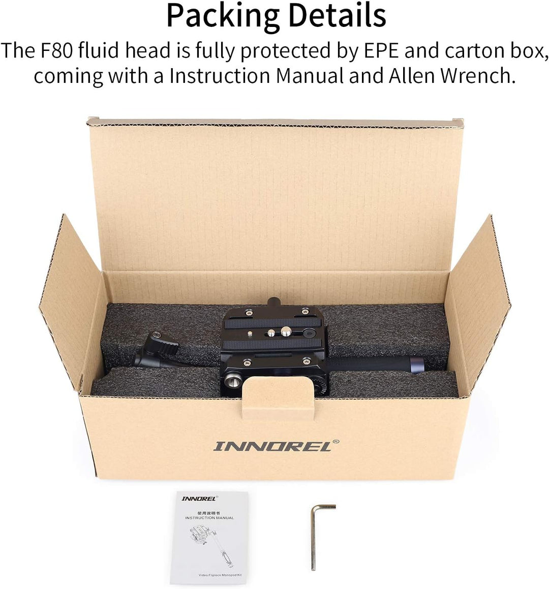 INNOREL F80 Hochleistungsstativ-Fluidkopf, Panorama 360°, Aluminiumlegierung, zweistufiger Griff, ei