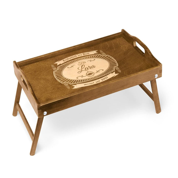Maverton Serviertablage mit Gravur - personalisiert - Sofatablett mit Griffen - klappbar - mit erhöh