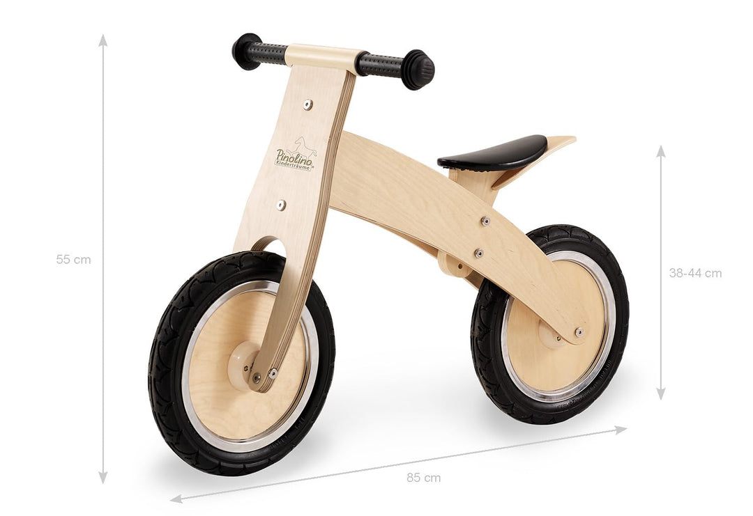 Pinolino 239471 Laufrad Lino, klar lackiert, aus Holz, unplattbare Bereifung, umbaubar vom Chopper z
