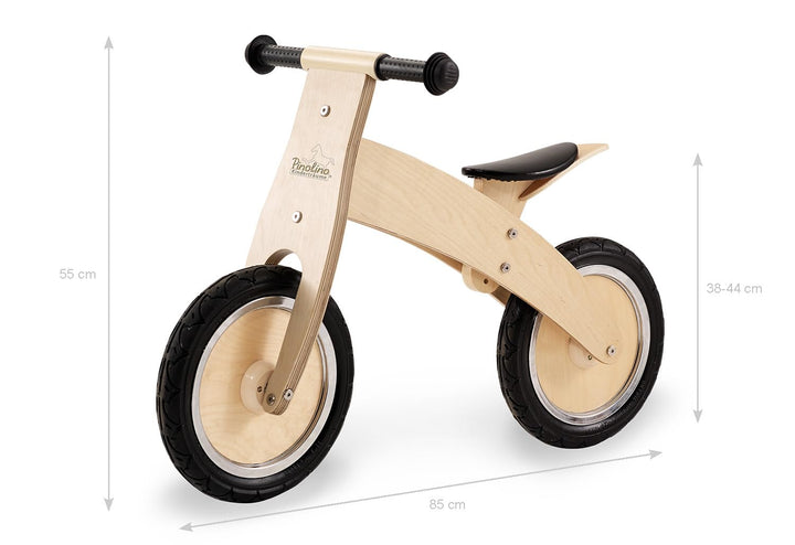 Pinolino 239471 Laufrad Lino, klar lackiert, aus Holz, unplattbare Bereifung, umbaubar vom Chopper z