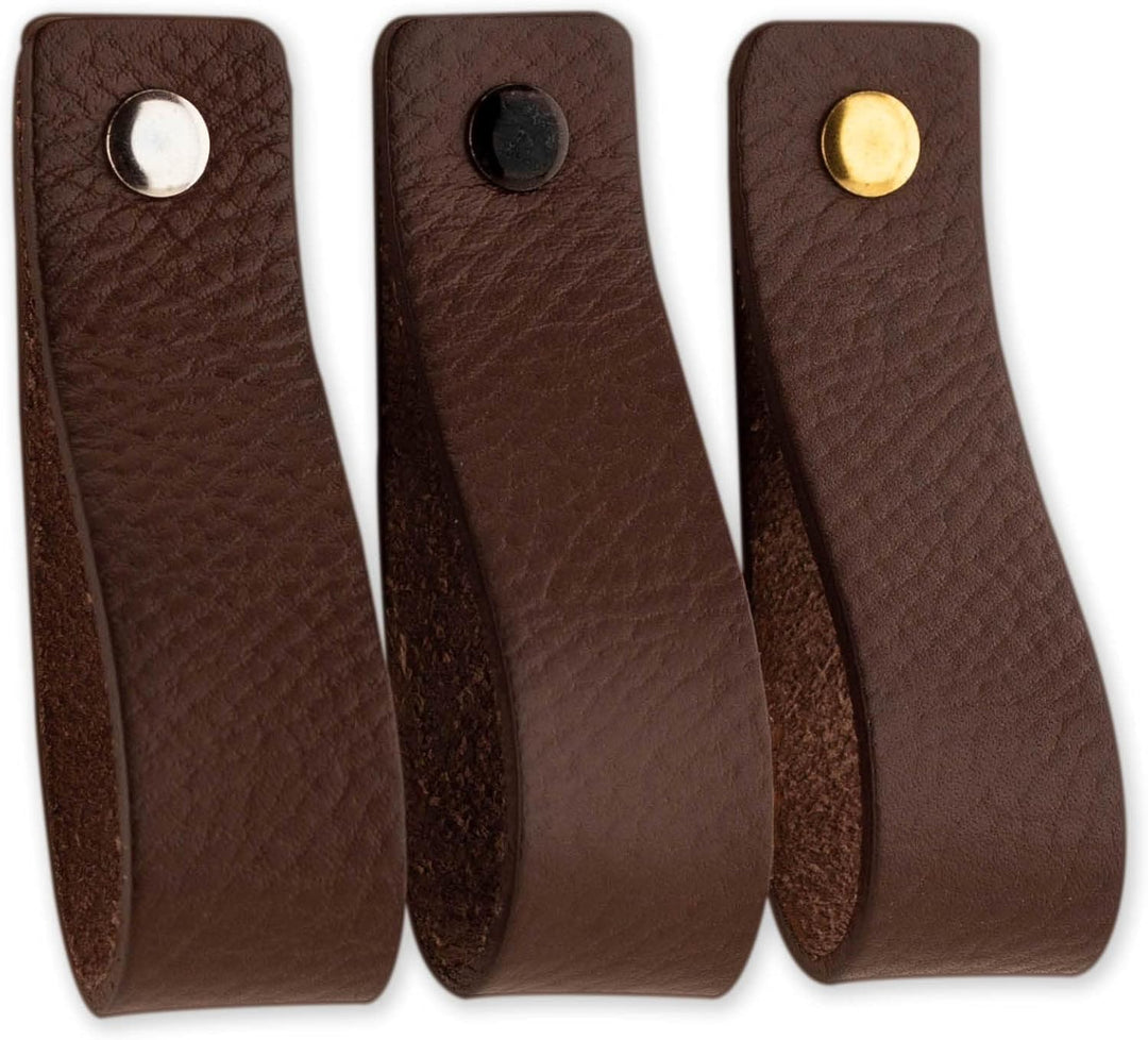Brute Strength - Ledergriffe für Möbel - Braun - 6 Stück - 20 x 2,5 cm - Schrankgriff, Türgriff für