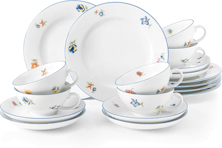 Seltmann 001.762548 Sonate Traditionell Porzellan Teeservice, Rund mit Relief, Mehrfarbig, 18-Teilig