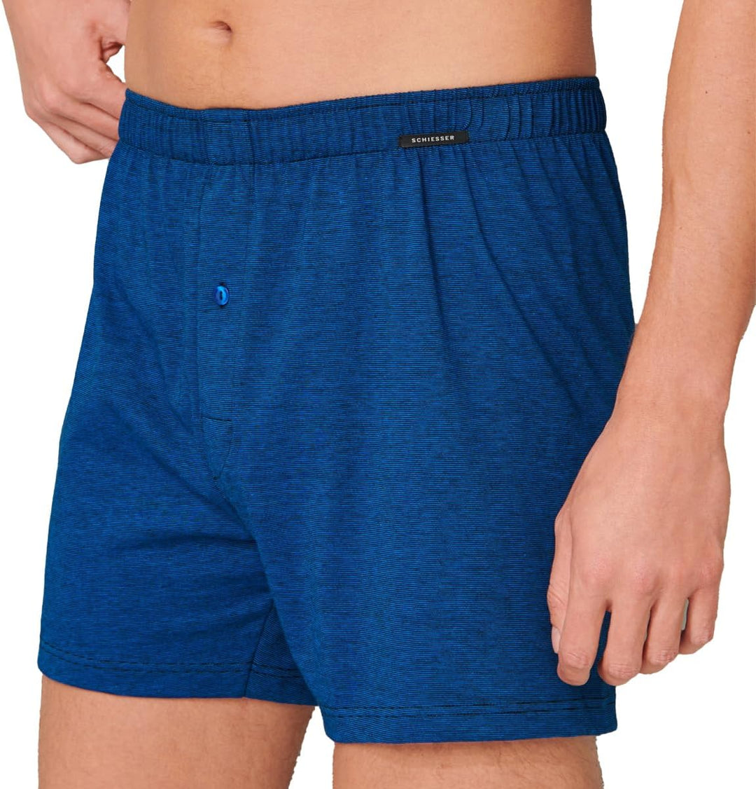 Schiesser 2er Pack Singel-Jersey - Herren - Boxershorts - Unterhose L Blau / Schwarz (901), L Blau /