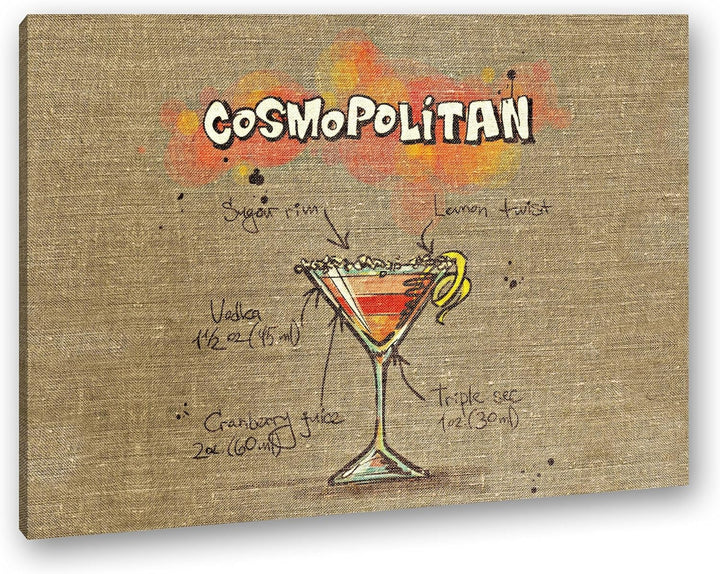 deyoli Rezept für einen Cosmopolitan Format: 80x60 als Leinwandbild, Motiv fertig gerahmt auf Echtho