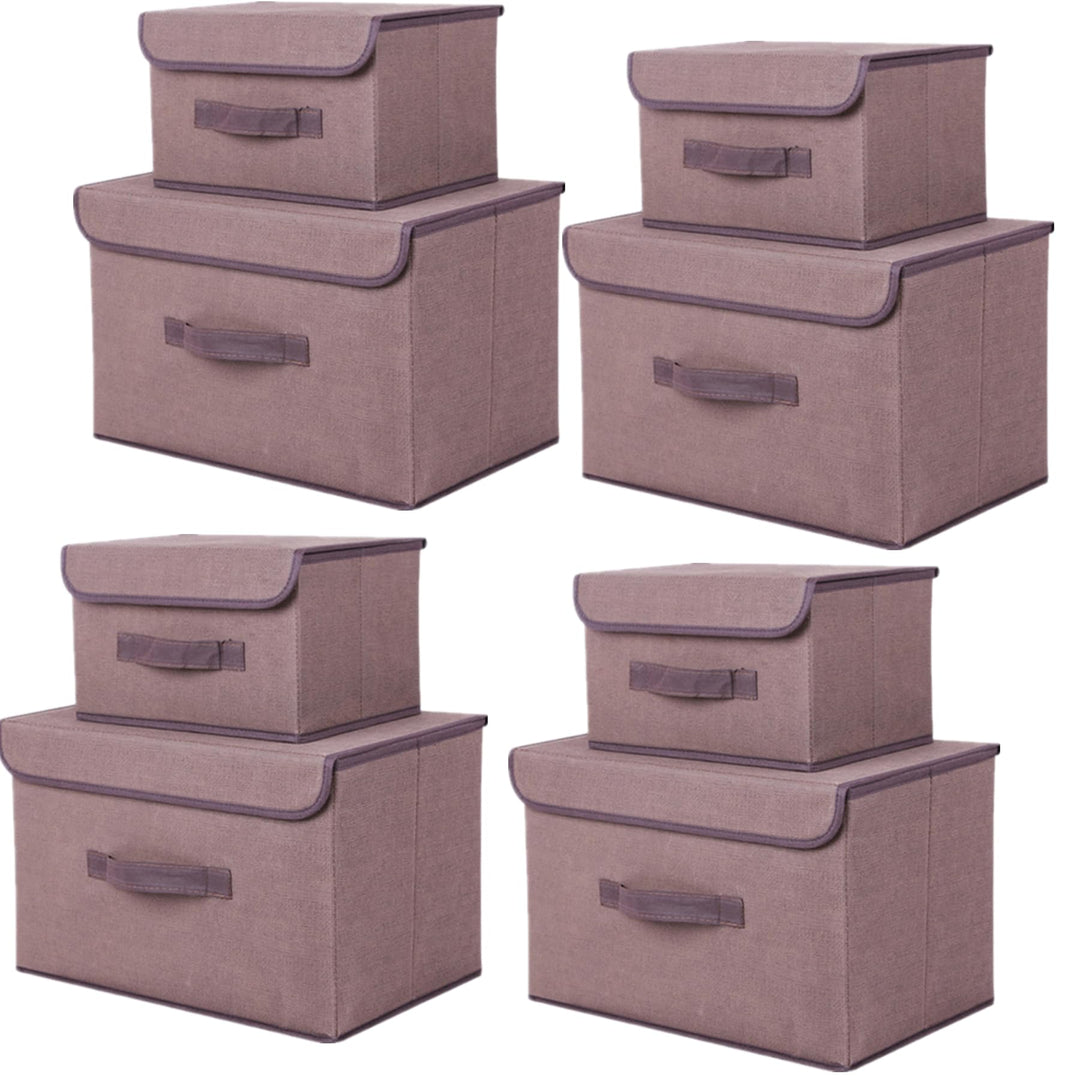 NCRGB 8 Stück Stoff Faltbare Aufbewahrungsboxen mit Deckel(36cm/4 Pack+26cm/4 Pack) Stoffaufbewahrun