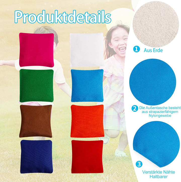 32 Stück Cornhole Säckchen,8 x 8 cm Nylon Sitzsäcke Werfen,Wurfsäckchen für Cornhole Spiel,Bohnensäc