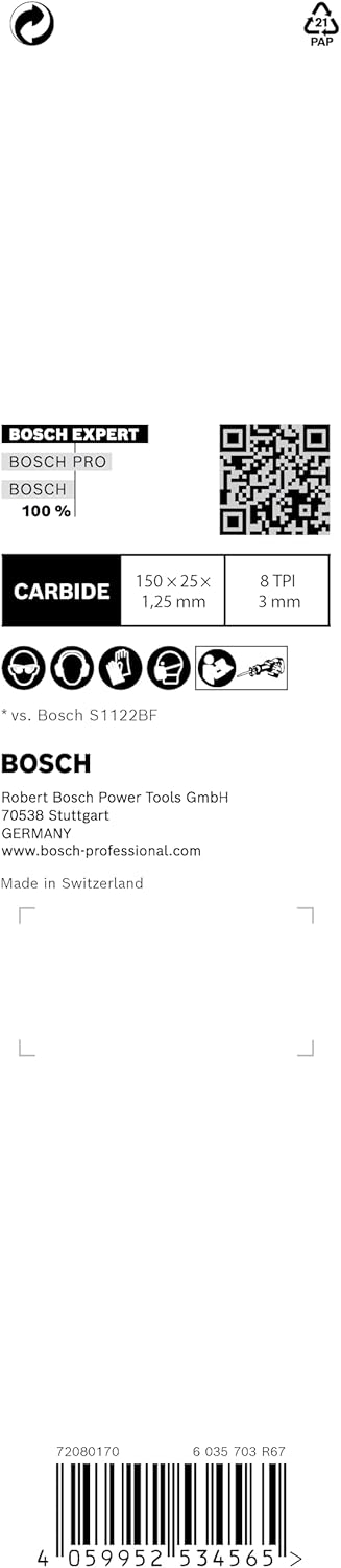 Bosch Professional 3x Expert ‘Thick Tough Metal’ S 955 CHC Säbelsägeblatt (für Zäher Stahl, Gusseise