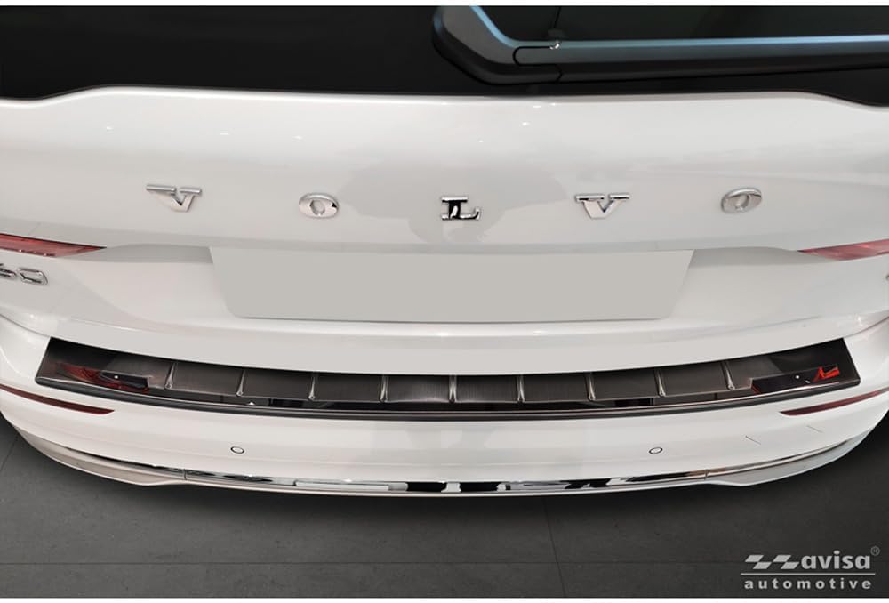 Avisa Schwarz Edelstahl Heckstossstangenschutz kompatibel mit Volvo XC60 II 2017-2021 & Facelift 202