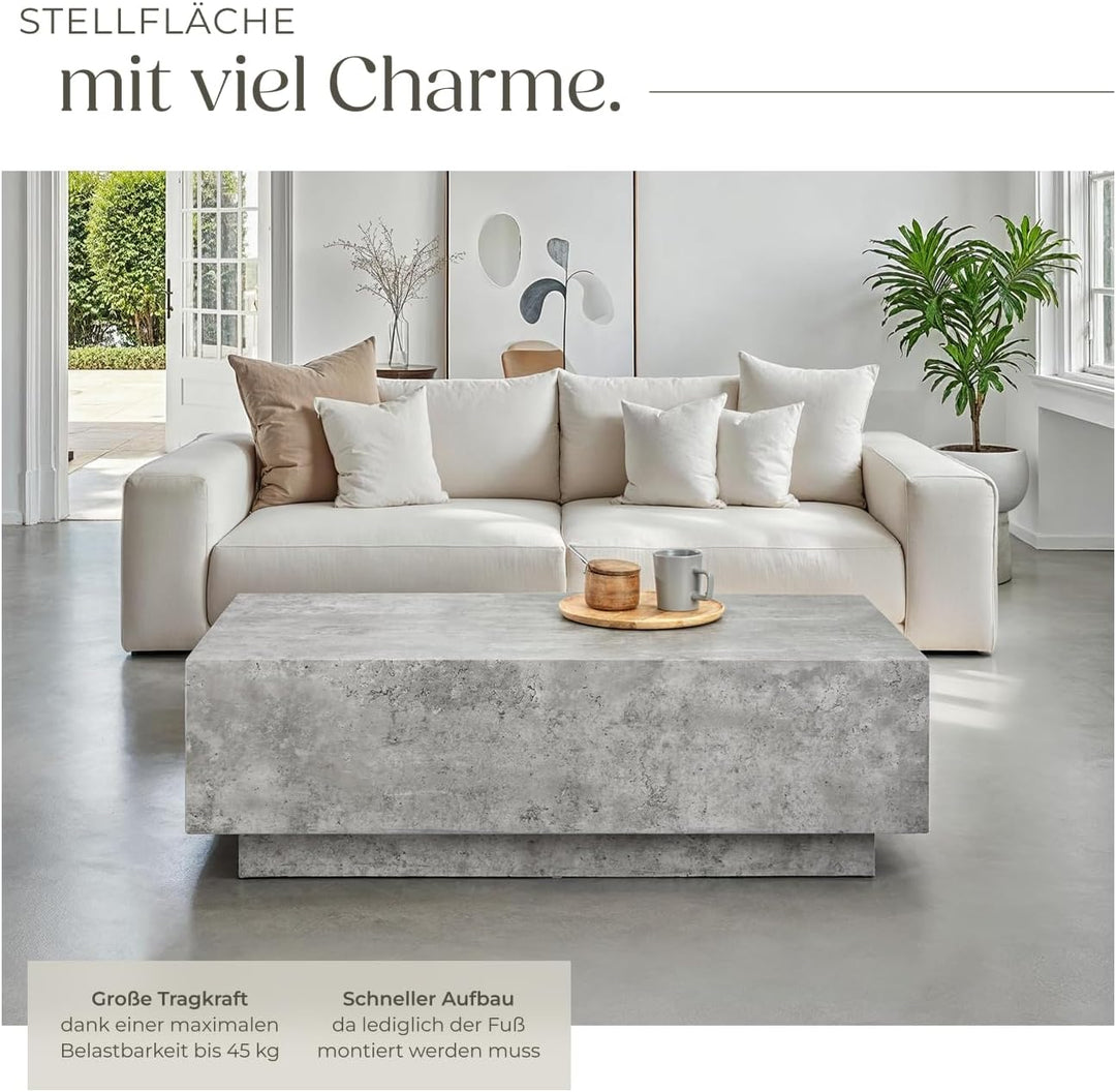 tectake® Couch Tisch, Room Decor in Beton Optik, Tisch Wohnzimmer, moderner Couchtisch, Beistelltisc