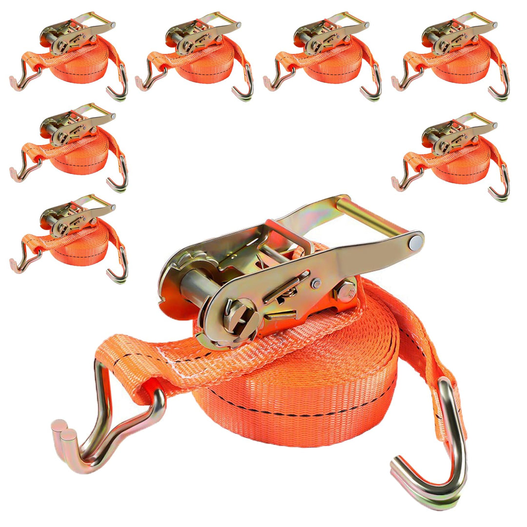 8 Stück Spanngurt mit Ratsche,1000KG Ratschengurte Zurrgurte,4m lang,25 mm breit mit Ratsche und J-H