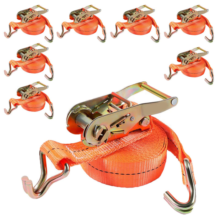 8 Stück Spanngurt mit Ratsche,1000KG Ratschengurte Zurrgurte,4m lang,25 mm breit mit Ratsche und J-H
