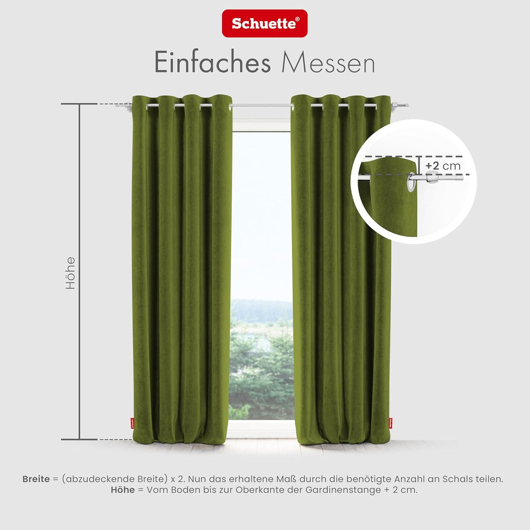 Schuette® Verdunkelungs-Vorhang Gardine mit Ösen ● Millenium Velvet: Olives Garden (Grün) ● 135x290c