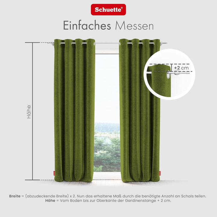 Schuette® Verdunkelungs-Vorhang Gardine mit Ösen ● Millenium Velvet: Olives Garden (Grün) ● 135x290c