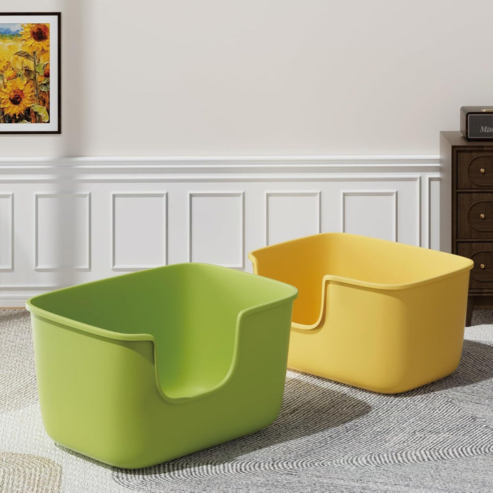 Vealind Grosse Katzenklo XXL Katzentoilette für Mehrkatzenhaushalte， 56L x 41W x 31H cm Offene Katze