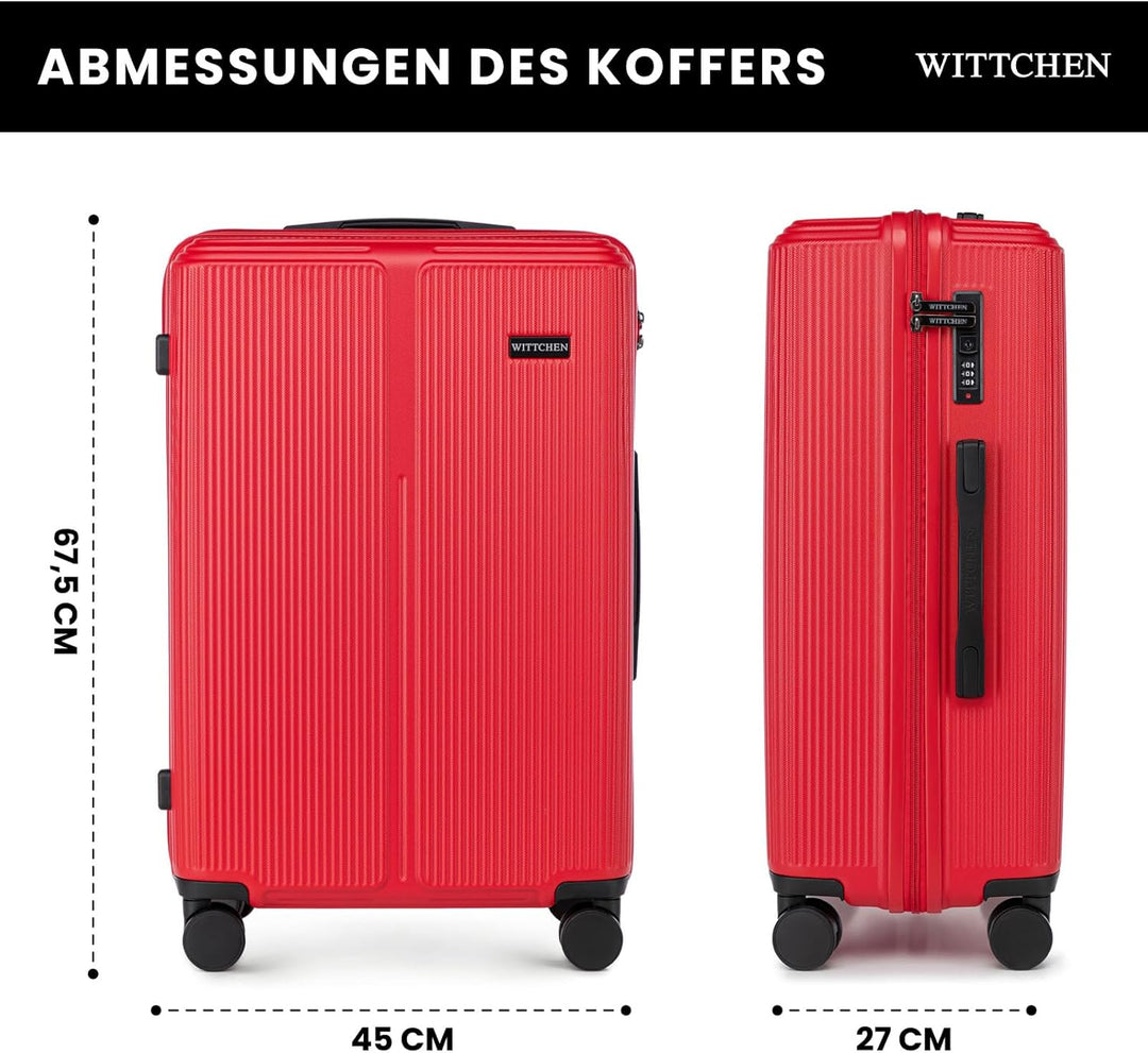 WITTCHEN Stripes Line Mittelgrosser Koffer 67,5 x 45 x 27 cm (L) | Hartschale Reisekoffer ABS, 65 l,