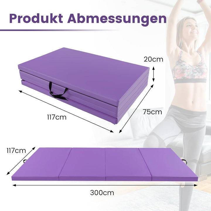 COSTWAY 300 x 120 x 5 cm Weichbodenmatte, Gymnastikmatte klappbar, Turnmatte aus PU mit Kletterversc