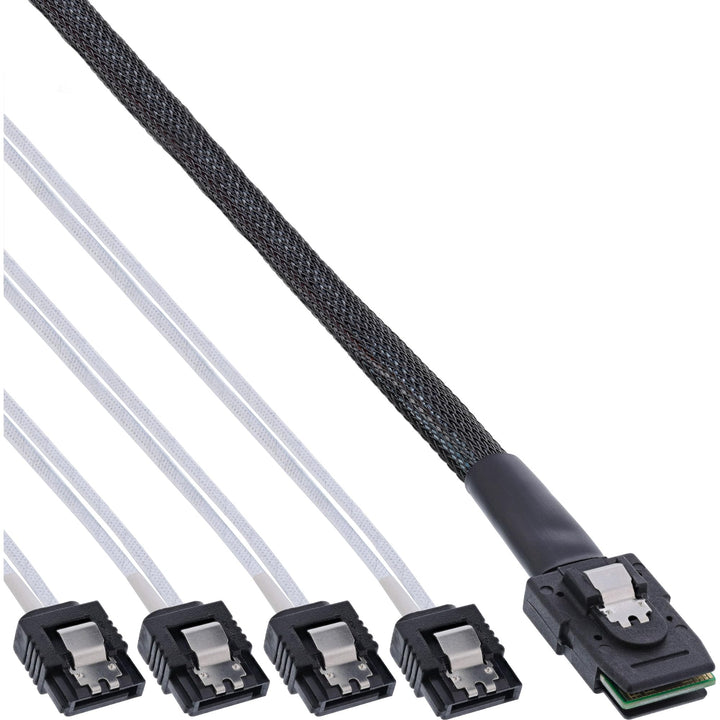 InLine 27620A SAS Anschlusskabel, Mini-SAS SFF-8087 an 4x SATA, 1:1, OCR, 0,75m