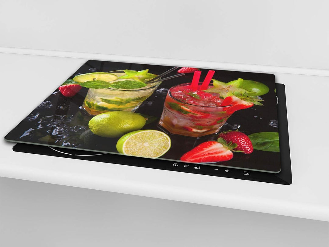 Küchenbrett aus Hartglas und Induktionskochplattenabdeckung – Schneideplatten SINGLE mit 60 x 52 cm