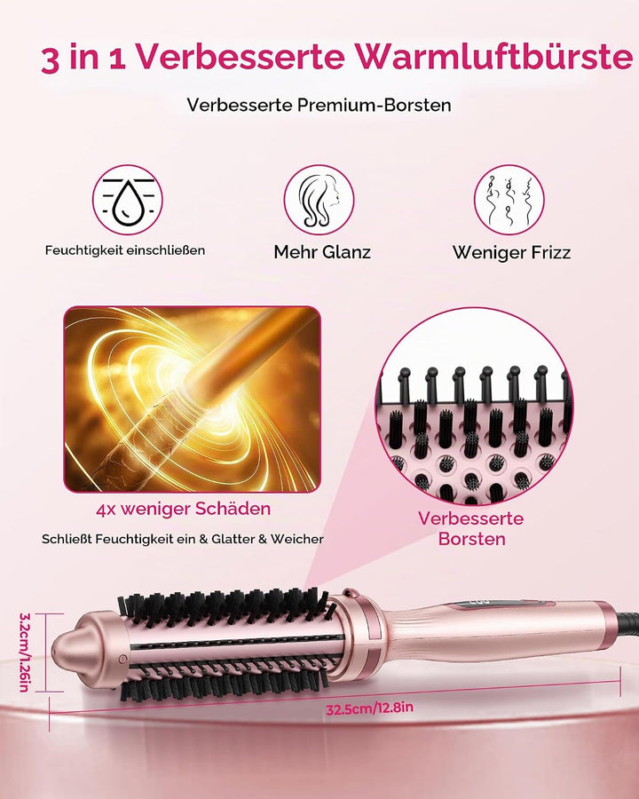 UKLISS Thermobürste 32mm Thermal Brush, Pro Ionische Thermo Rundbürste Lockenbürste [160-200℃], für