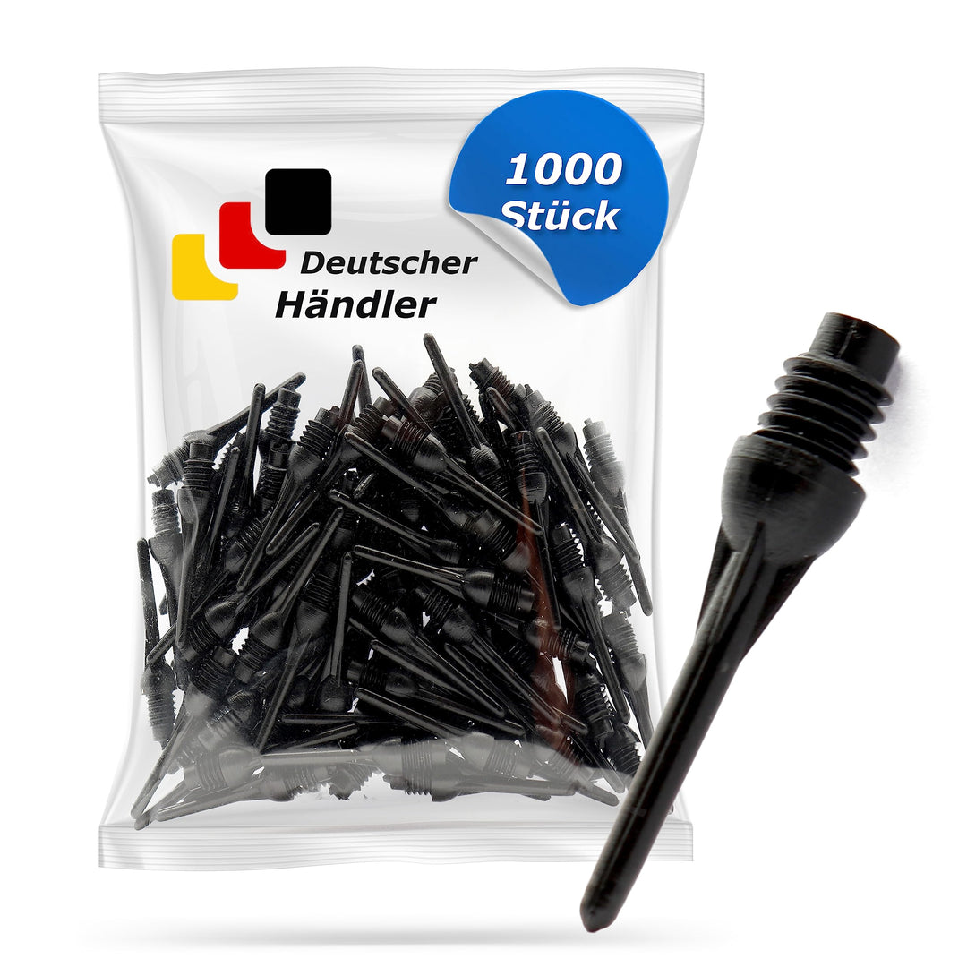 Tamay Dartspitzen Kunststoff 1000 Stück Premium Softdart Spitzen I Short Tip I 2BA Gewinde I Dartpfe
