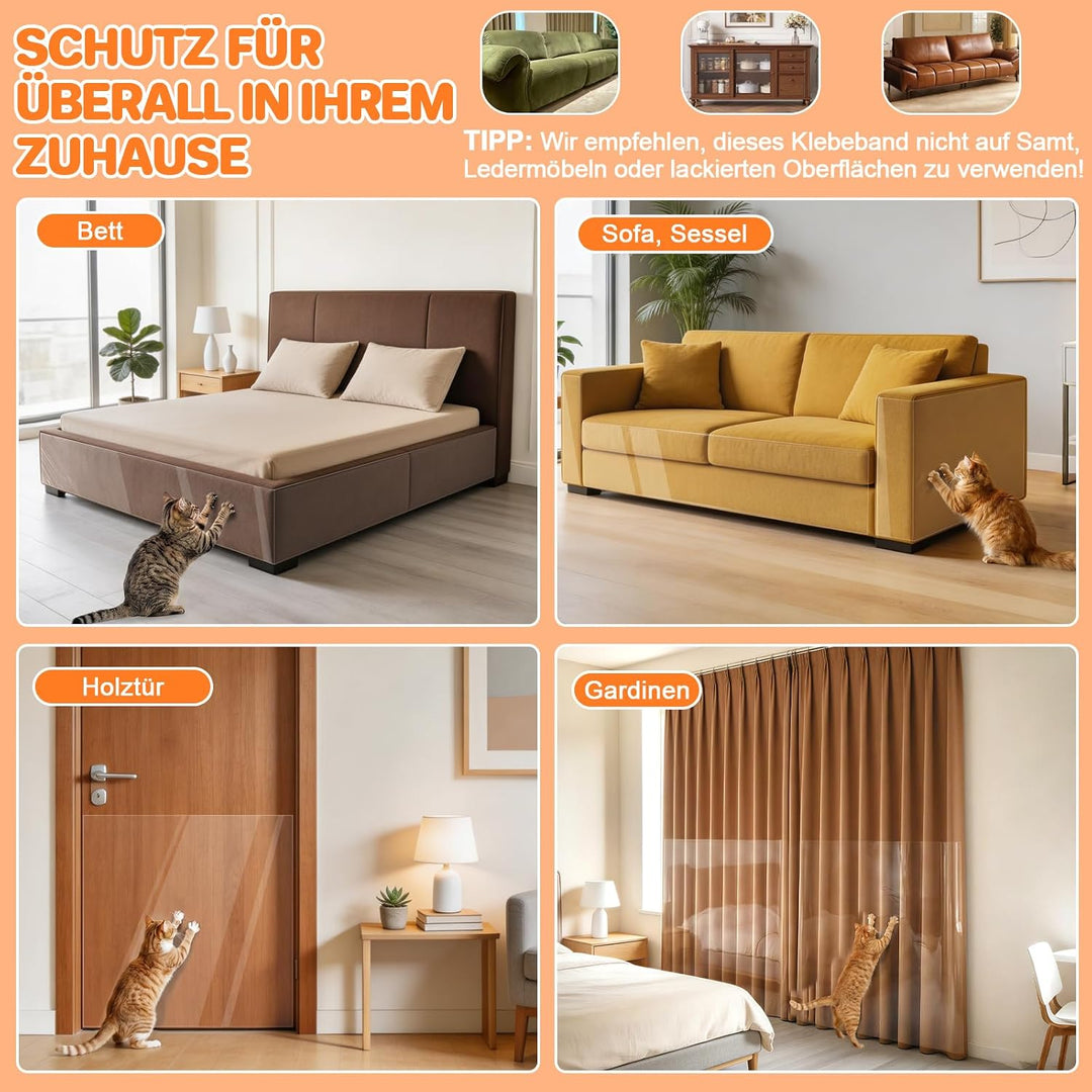 ETACCU Kratzschutz Sofa Katze, 3 mm Dicke, 40cm x 5 m | Kratzfolie Katzen Selbstklebend , 0,3 mm PVC