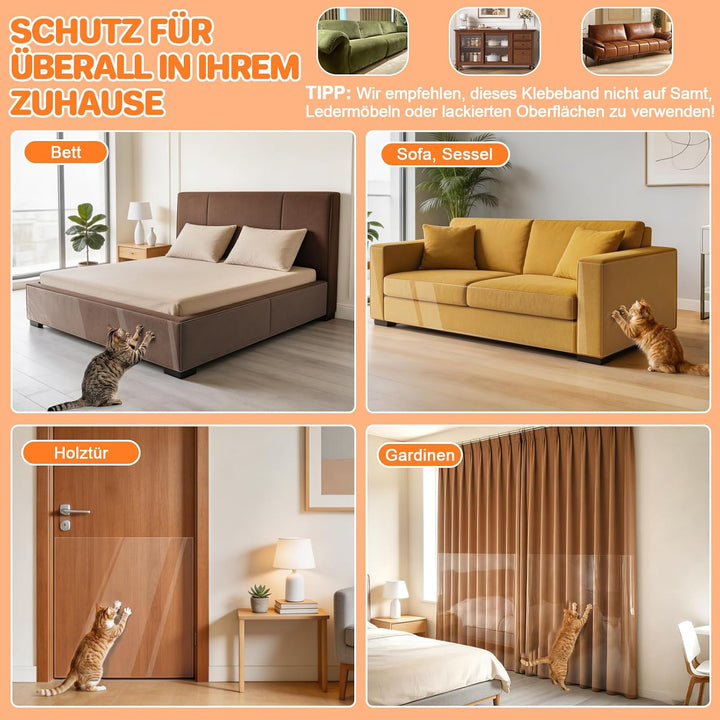 ETACCU Kratzschutz Sofa Katze, 3 mm Dicke, 40cm x 5 m | Kratzfolie Katzen Selbstklebend , 0,3 mm PVC