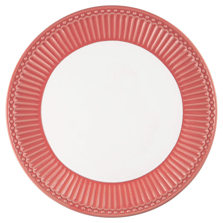 GreenGate - Teller, Kuchenteller, Frühstücksteller - ALICE - Porzellan - coral/rot - D:23 cm
