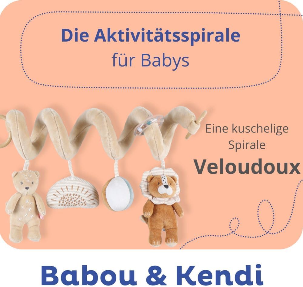 Noukie's - Baby-Aktivitätsspirale Babou & Kendi - Lernspiel aus Veloudoux - Für Kinderbett, Laufgitt