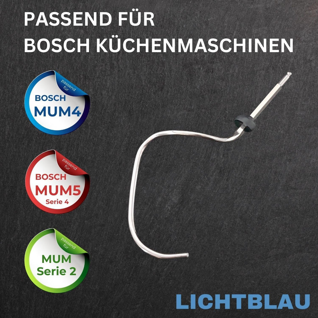 LICHTBLAU Knethaken 2666 für Küchenmaschine Bosch I Ersatz Knethaken 00080060 passend für Bosch MUM4