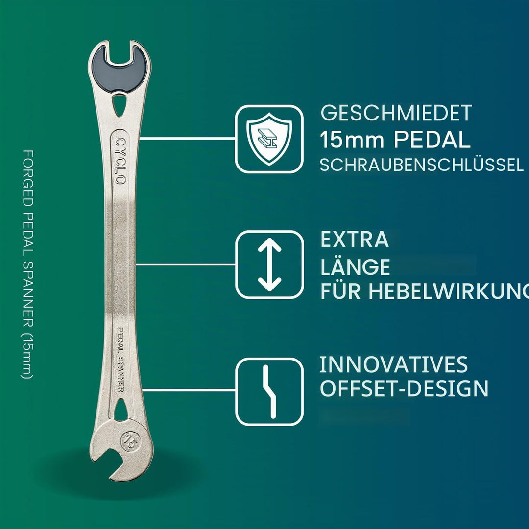 Cyclo Tools Unisex – Erwachsene Geschmiedet Pedalschlüssel, Mehrafarbig, 15X15Mm