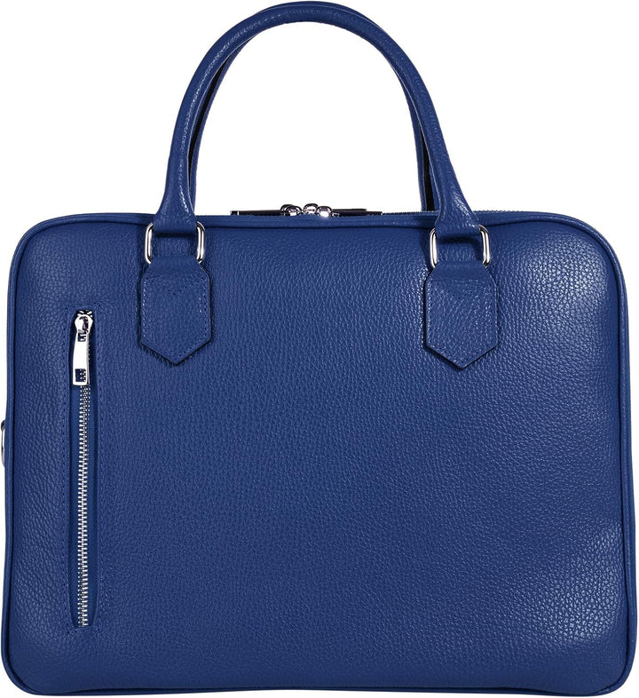 Cluty Aktentasche echt Leder Damen - 021833 Blau, Blau