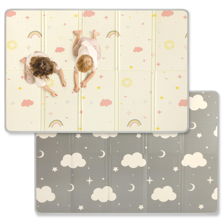 Mallify Krabbelmatte 120x180x1cm für Baby, Faltbar &amp; Schadstofffrei, Beidseitig Verwendbare Spielmat